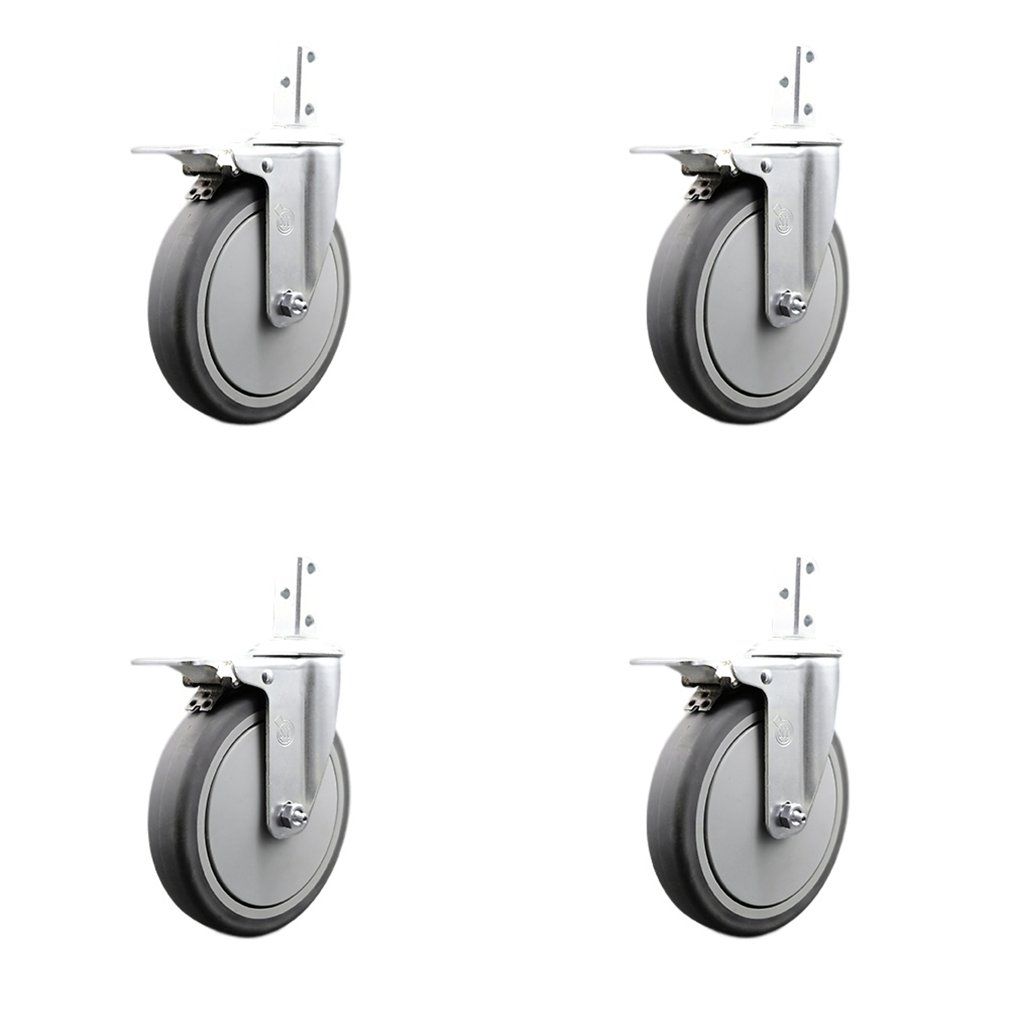 Service Caster, 6in. x 1 1/4in. Stem Casters, Wheel Diameter 6 in, Caster Type Swivel, Package (qty.) 4, Model# SCC-SQTTL20S614-TPRB-34-4